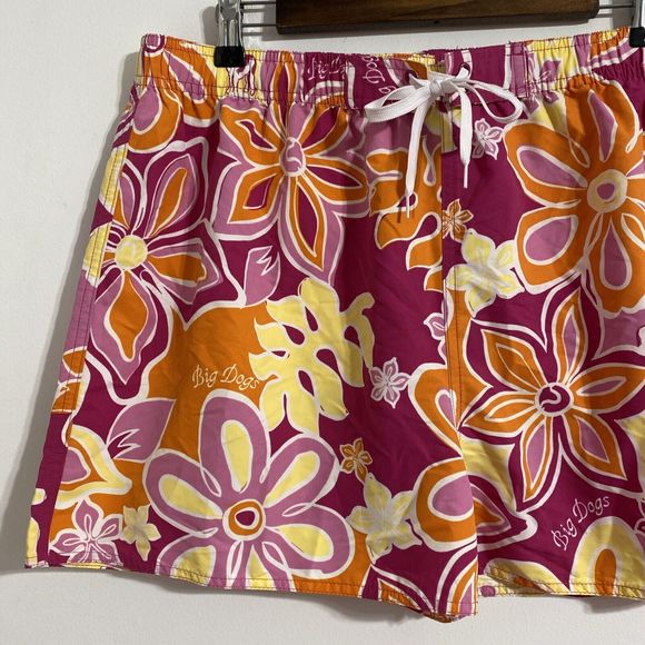 Big Dogs Shorts Men's XL Pink Yellow Orange White Tropical Floral Swim Trunks - Picture 3 of 12